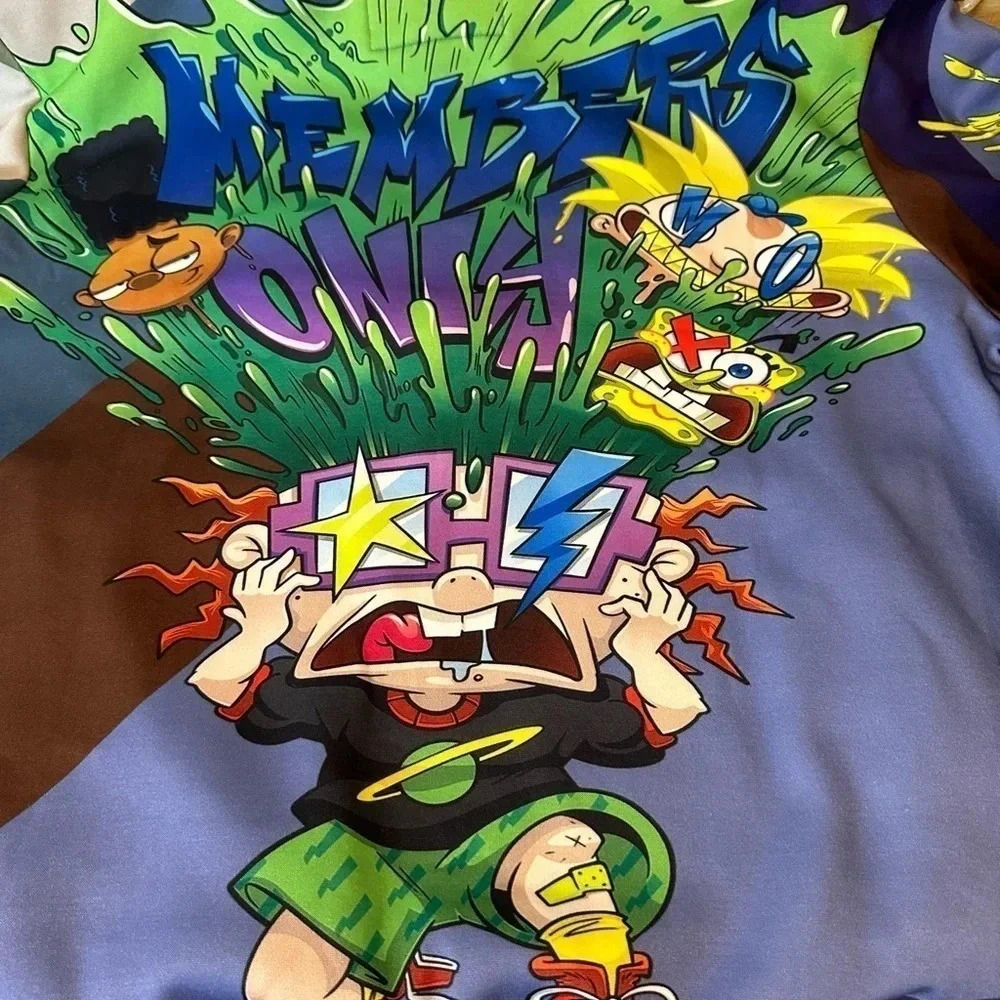 Members Only Nickelodeon Pullover Hoodie New Mens L SpongeBob Arnold Rugrats - Picture 7 of 14